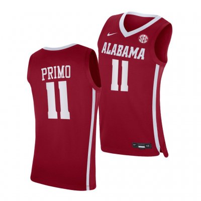 Men's Alabama Crimson Tide #11 Joshua Primo Crimson 2021 NCAA Replica College Basketball Jersey 2403ZIEB5